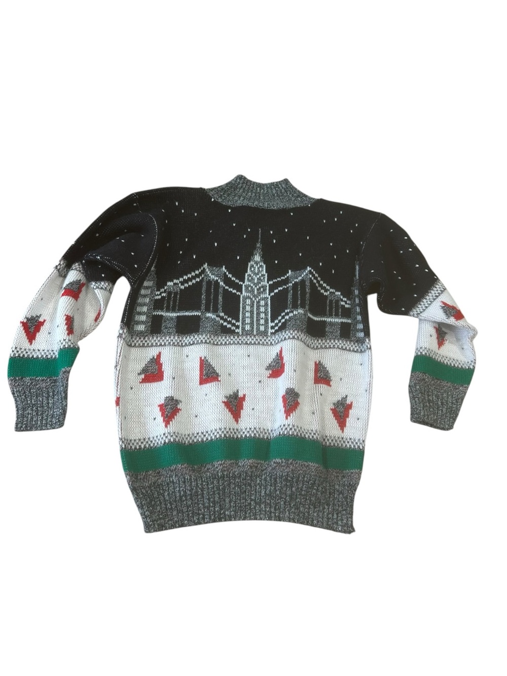Vintage Justin Allen Womens S NYC Skyline ugly Christmas Sweater Made USA multi - Picture 3 of 9